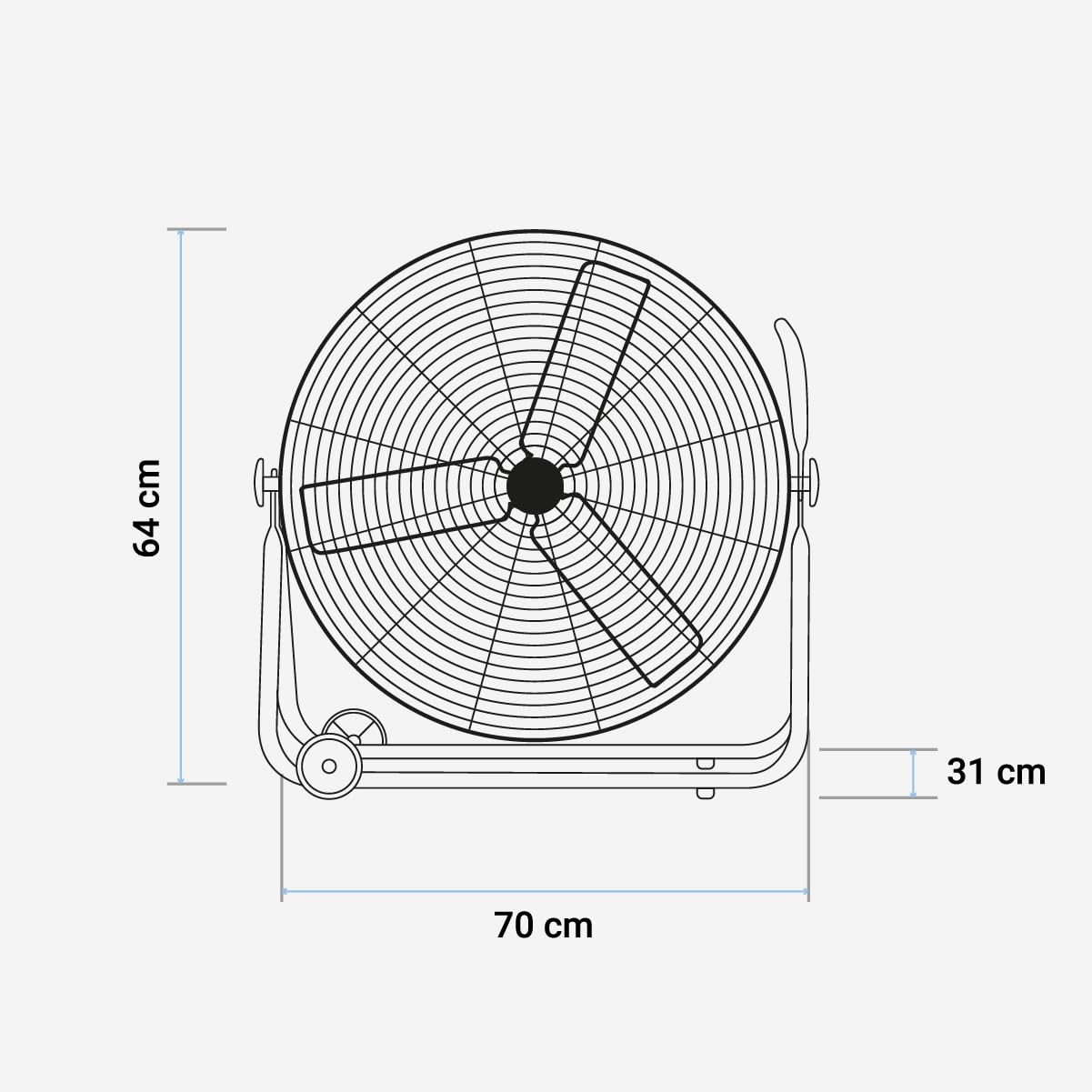 UNIVERSALBLUE Ventilador Industrial de Suelo | Begro | 61 cm de Diámetro | 3 Aspas de Aluminio | Potente 160W | Cabezal Ajustable | 3 Velocidades | Estilo Vintage - Industrial