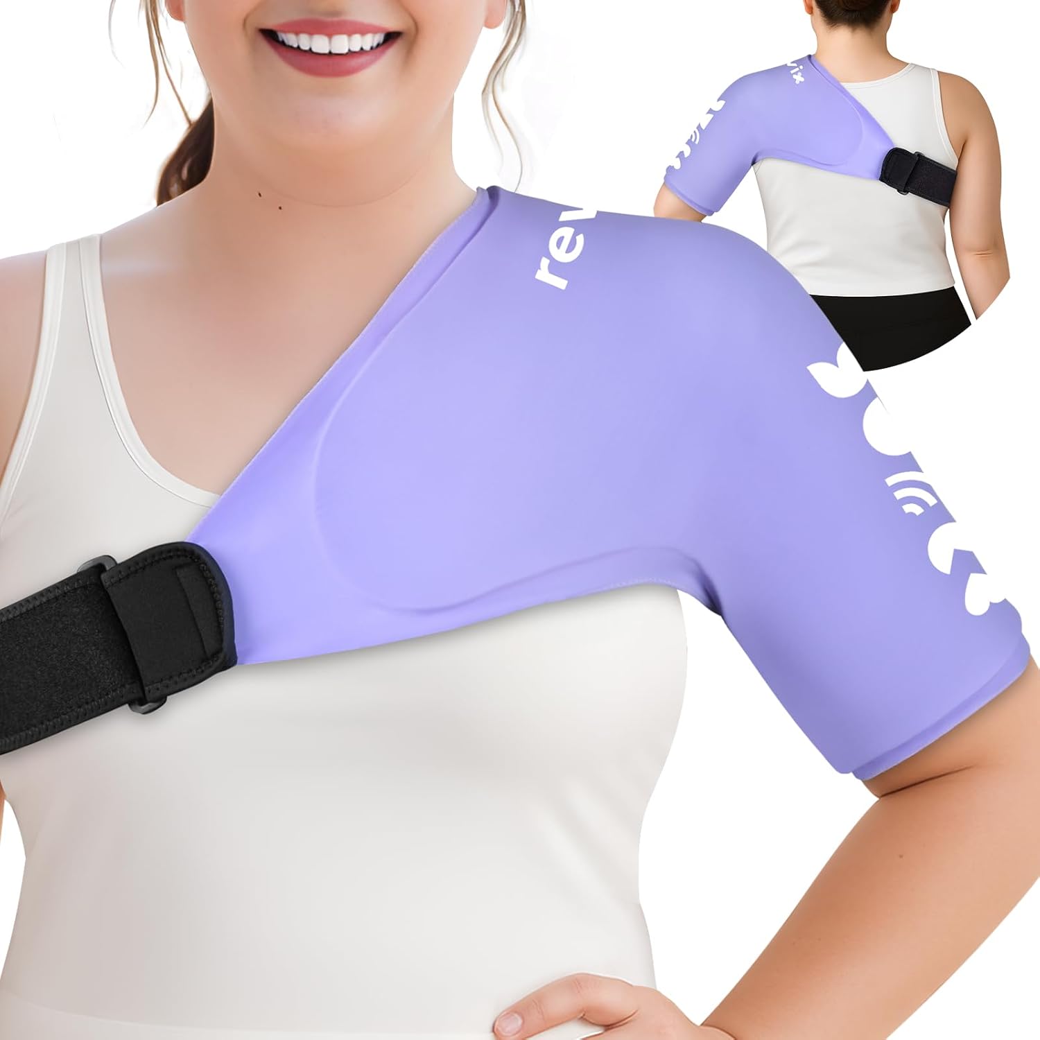 REVIX XL Shoulder Ice Pack Wrap for Rotator Cuff and Arm, Cold Compression Ice Pack Sleeve with Quick-On &Off Design, Flexible Fit for Women, Lady, Female, Girl, Sports Recovery & Everyday Comfort