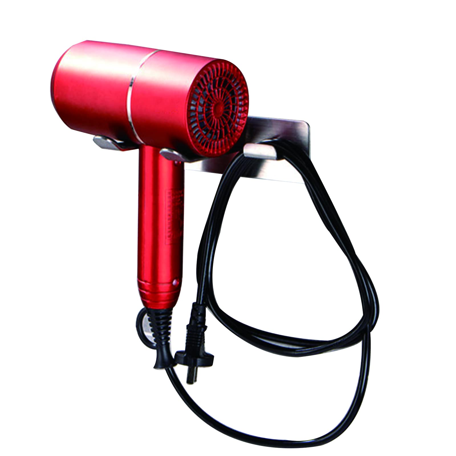 Support mural pour sèche-cheveux et organiseur acier 304 avec rangement prise et accessoires