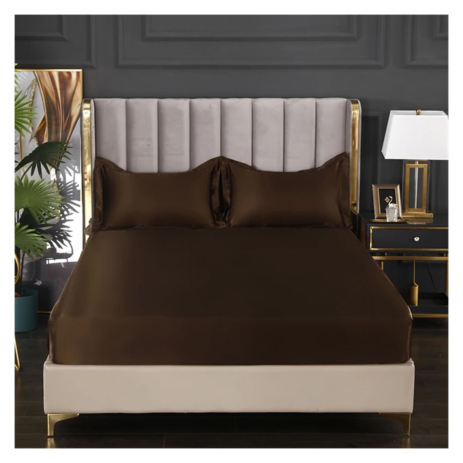 Housse matelas soie glacée drap-housse de luxe en satin taille double 150x200