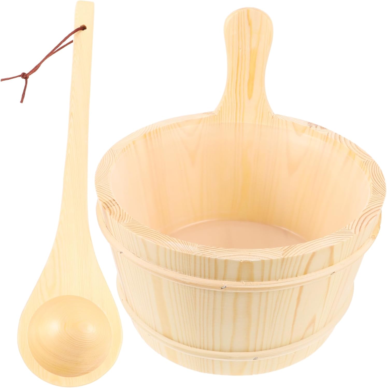TOYANDONA 1set Wooden Sauna Bucket Ladle Wooden Tub for Home Sauna Bathing Spa Capacity Accessory for Hotels Gyms and Families Natural Design Appeal
