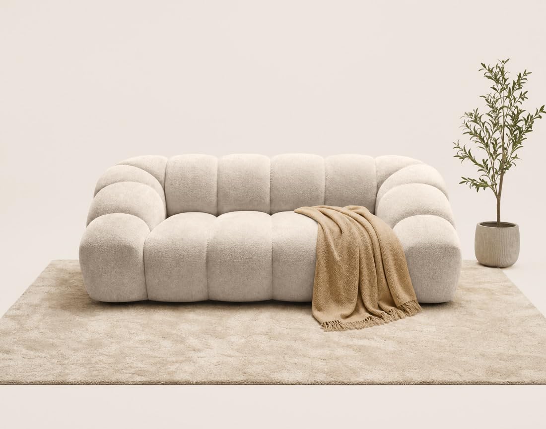 Lisa Design Ava - canapé 3 Places Bubble en Velours texturé