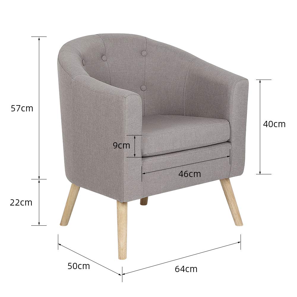 Generico Sgabello Skandinavische Sessel für Esszimmer/Wohnzimmer/Büro/Empfang/Café Leinensofa 79x64x50cm (Grau 79x64x50cm)