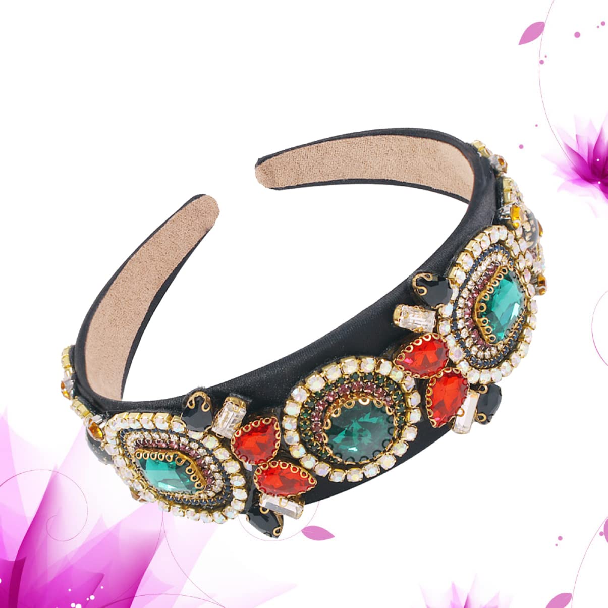 FRCOLOR 2piezas Diadema Ancha De Cristales De Vidrio Retro Para Mujeres Accesorio De Moda Elegante Para Fiestas y Compromisos Diseño Chic Color Verde
