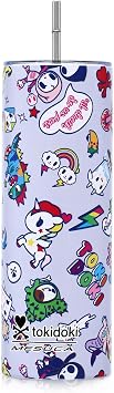 tokidoki Insulated Tumbler with Lid and Straw, Double-Wall Stainless Mug