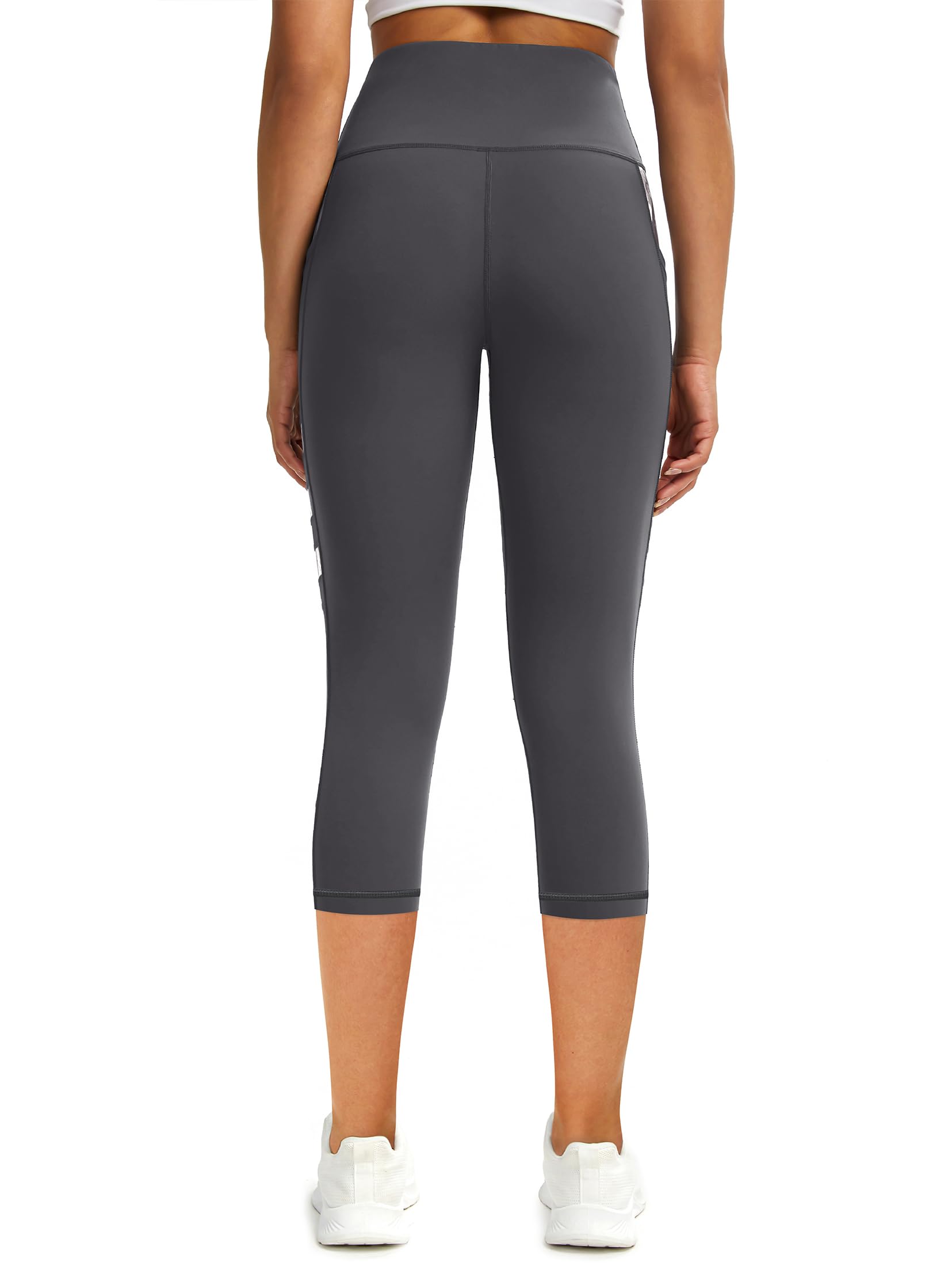 Legging de sport pour femme avec poches, opaque, taille haute, pantalon de fitness 3/4, pantalon de course, legging de gym