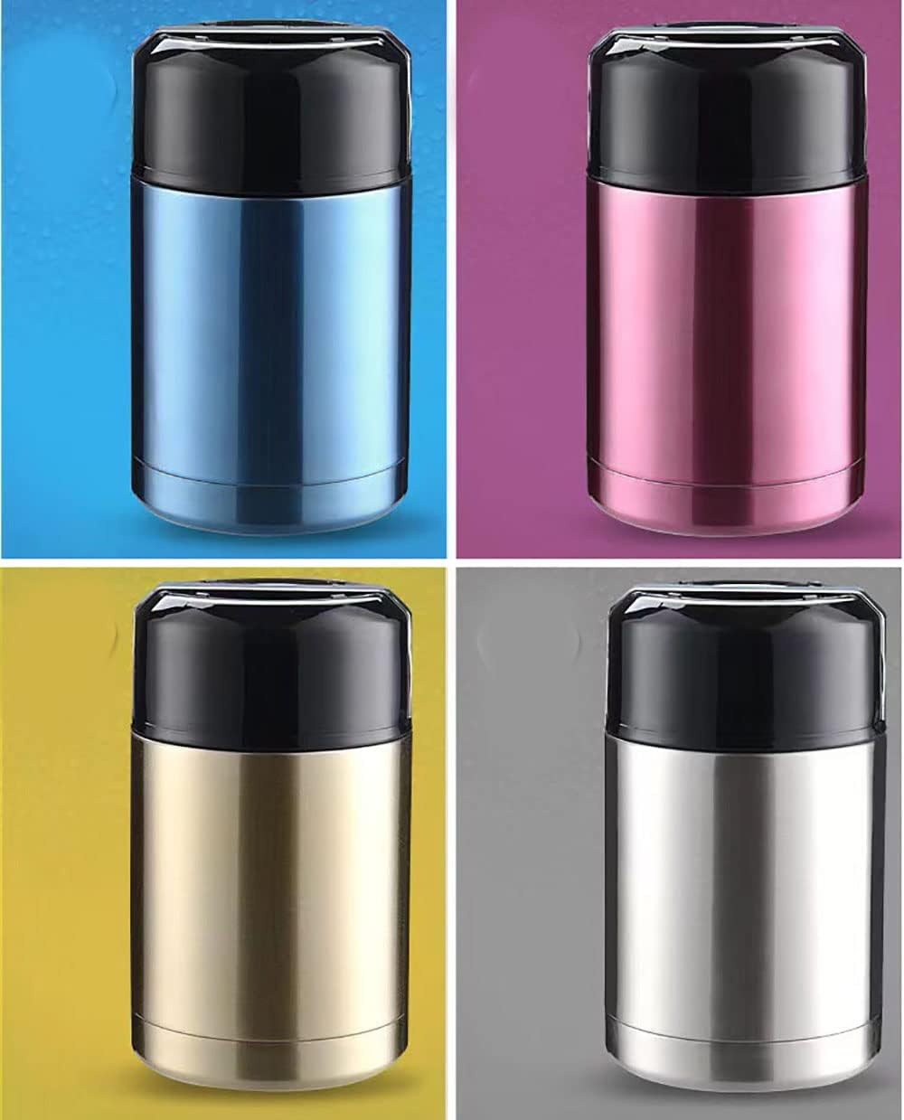 Cylindrical Seal Bowls Crisper Case Food Savers Cases Bento Boxes Insulated Lunch Boxes 304 Stainless Steel Food Storage Container Preservation Box Thermo Jug (1000ml, Rose)