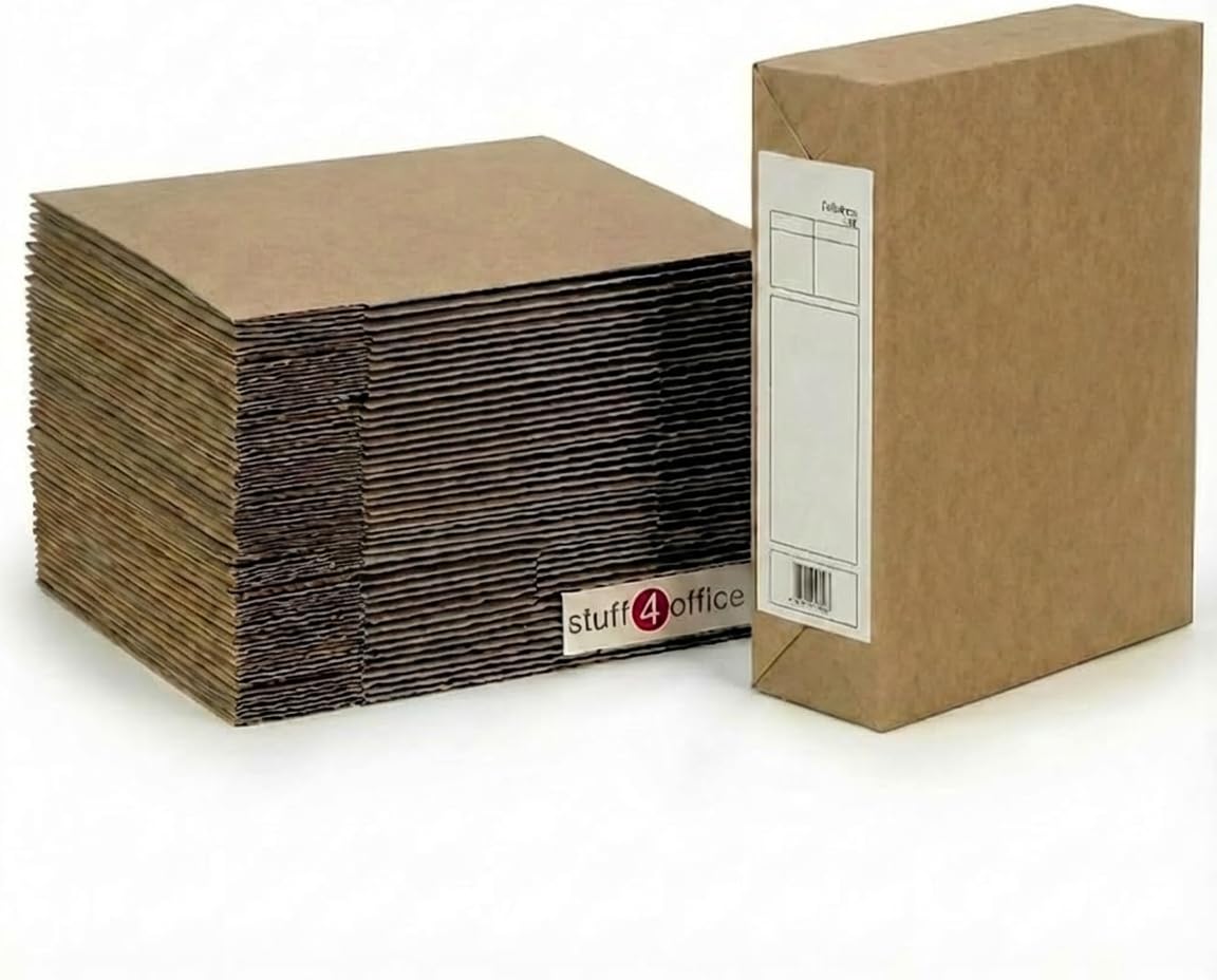 Stuff 4 Office Manila Foolscap & A4 Storage Bags with Handle | Foolscap Document Storage Cases for Files, Folders & Office Organisation | Archive & Protection Bags | 101x356x254mm | Pack of 10, 25, 50