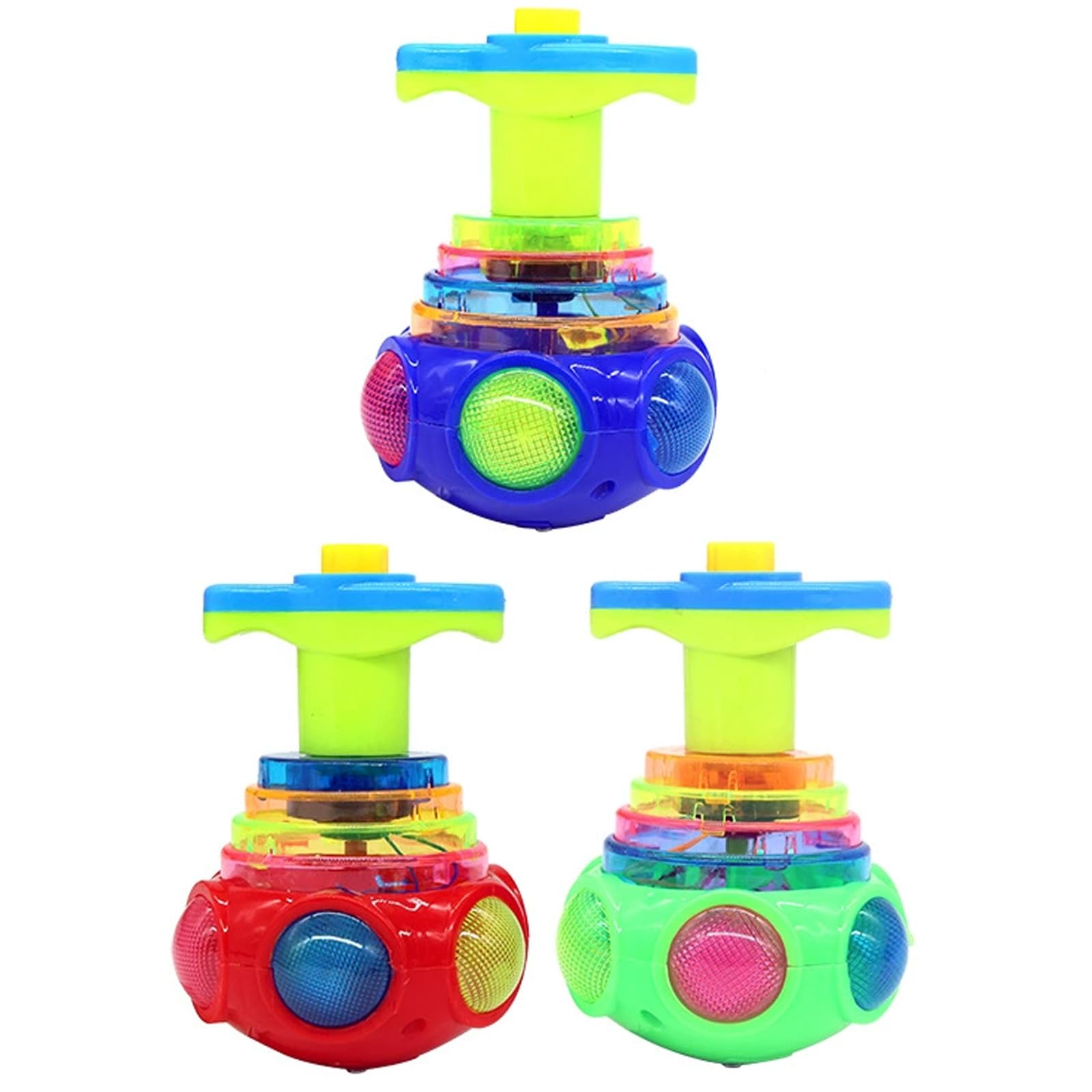 Spinning Tops for Kids - 3 Pack Light Up Spinner Toy with Music, Fun Hand Spun Gyroscope Toys for Party Favors