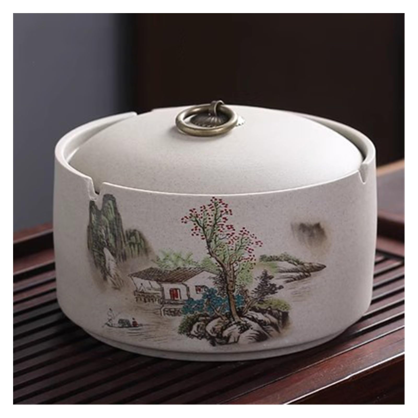 Posacenere con coperchio, posacenere da esterno, perfetto per esterni, posacenere in ceramica per casa e ufficio, vassoio per fumo (B)