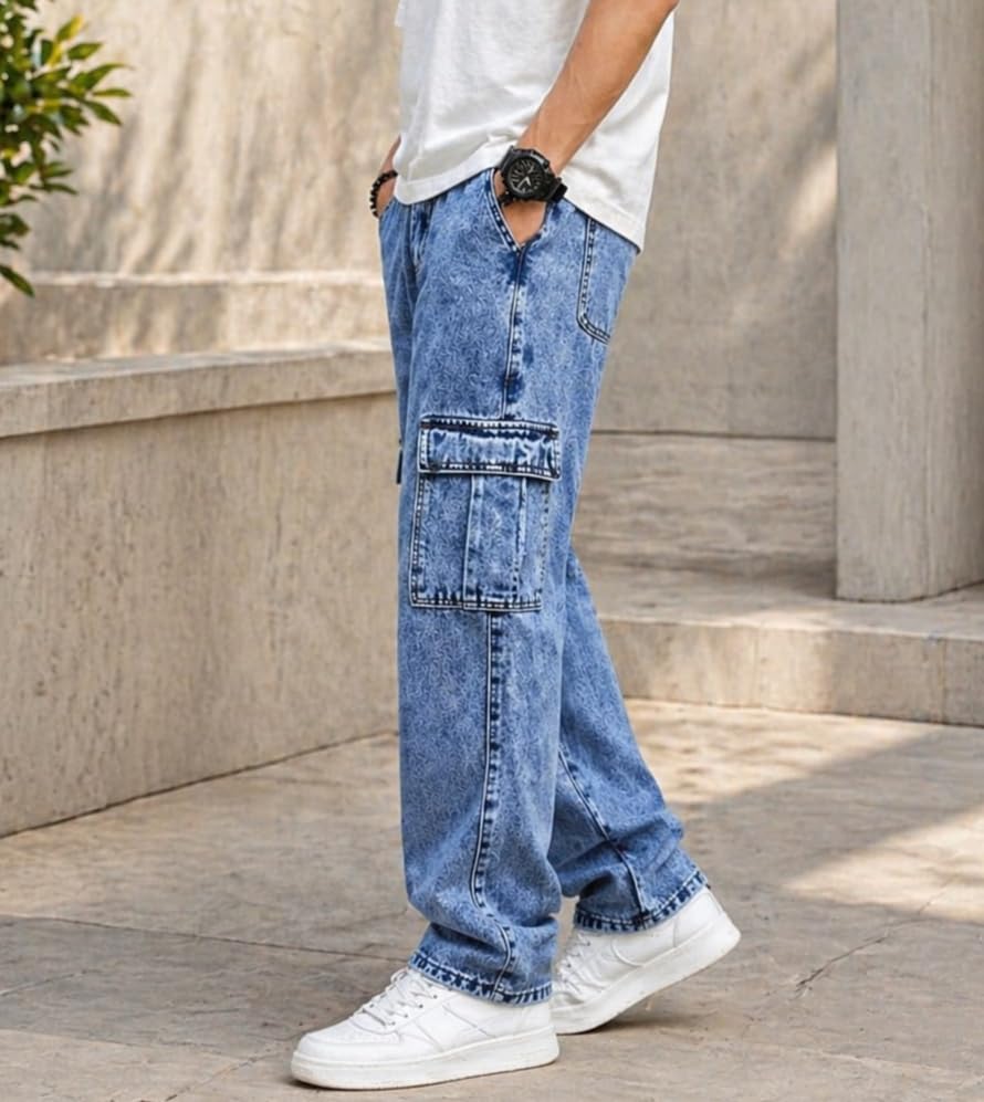 Image of ODDMONKEY Men Jeans || Cargo Jeans for Man ||Cargo Pant for Man || Jeans for Men || Men Cargo Pants || Straight Fit Jeans for Men