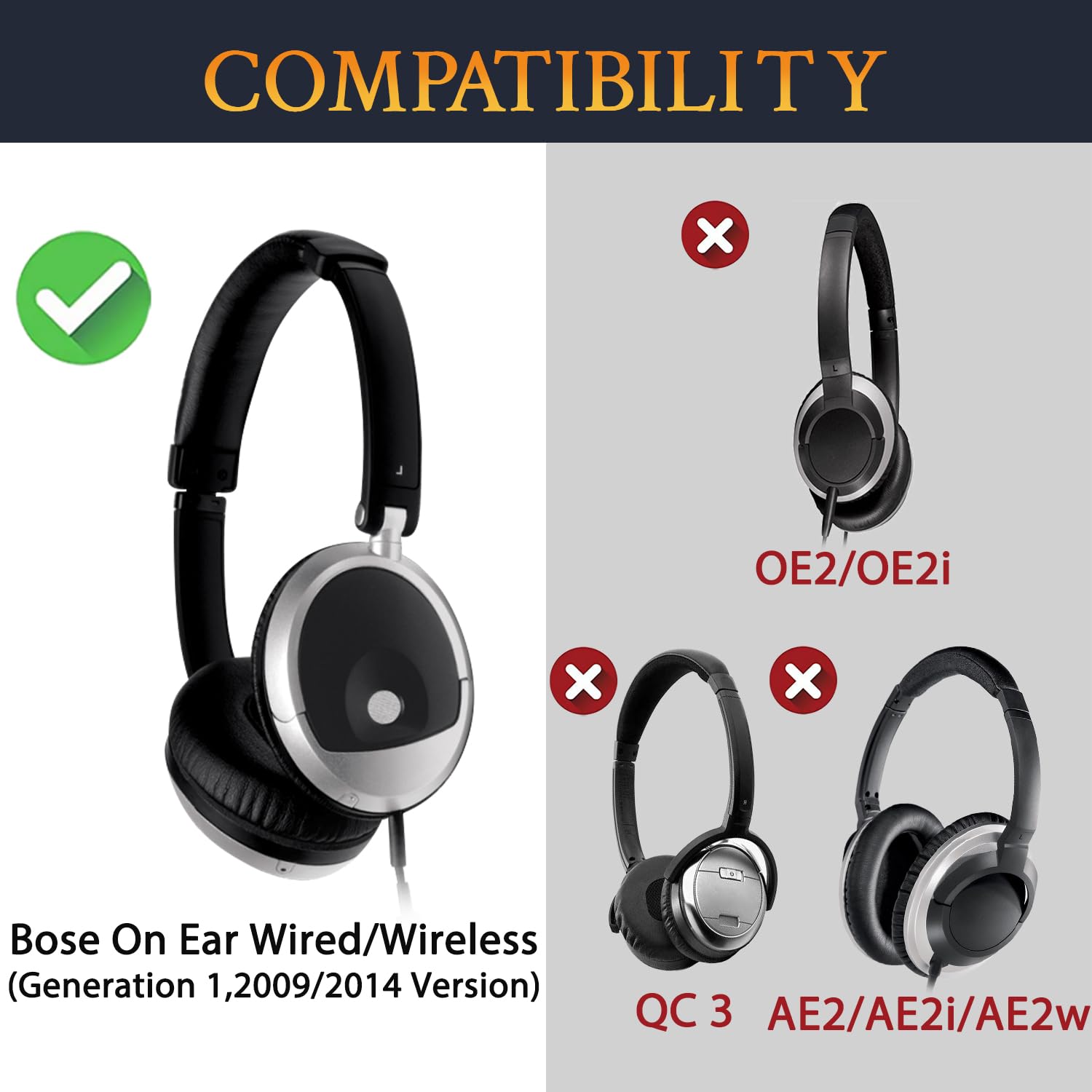 SOULWIT Bandeau Couverture pour Bose OE1 on-Ear Casque (ne Convient Pas au QC3), Pièce de Rechange pour Headband