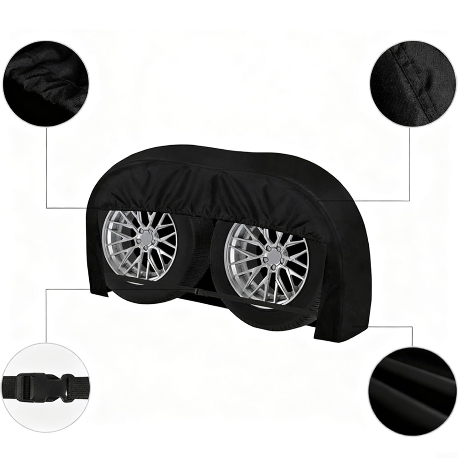 Coperture per pneumatici per rimorchi a doppio asse da esterno, in tessuto Oxford 420D, impermeabili, per roulotte, SUV, camion, nero, per campeggio e viaggi (84-89 cm)
