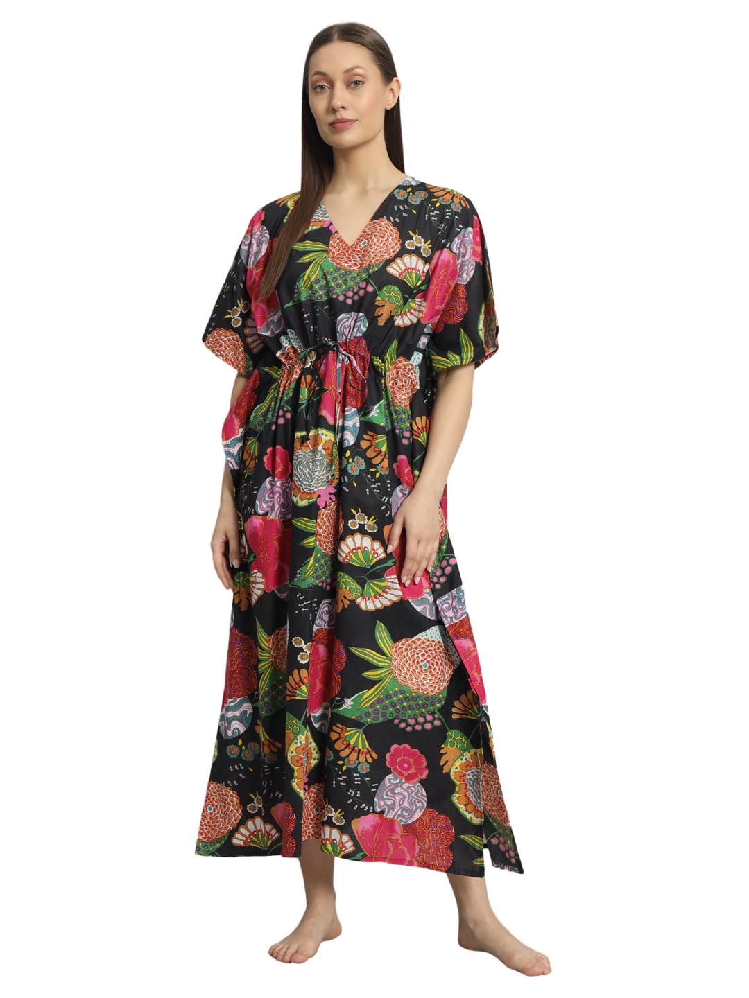 handicraft-palace Pure 100% Cotton Caftan Dress Gown Women's Printed Bikini Cover Up Kaftan Nightwear Maxi Tunic Sleepwear One Piece Dress Free Size Gown Night Dress Kimono Tops Ladies Dressing Gown Nighty-picture-60