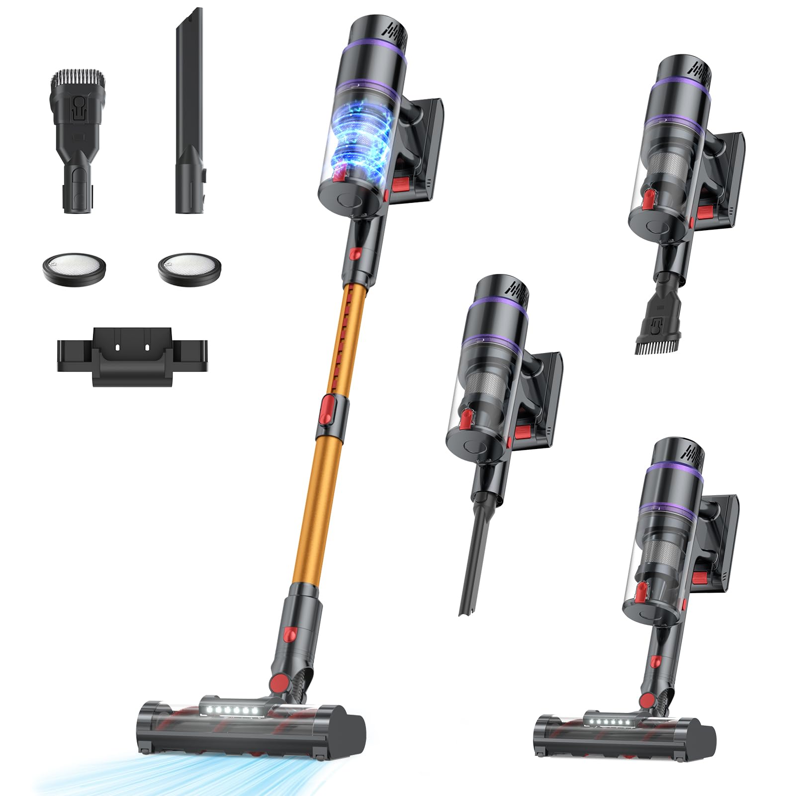 not tested cordless vacuum cleaner, 550w/50kpa/70mins vacuum cleaners for home with smart auto mode/led touch display, self-standing cordless stick vacuum rechargeable, vacuum cleaner for pet hair/carpet/floors