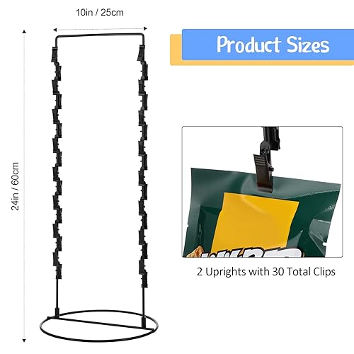 Miniatura 2 de Estante para aperitivos con clip para encimera, estante para papas fritas, soporte para bolsas de chips de caramelo, soporte para bolsas de 2 hebras