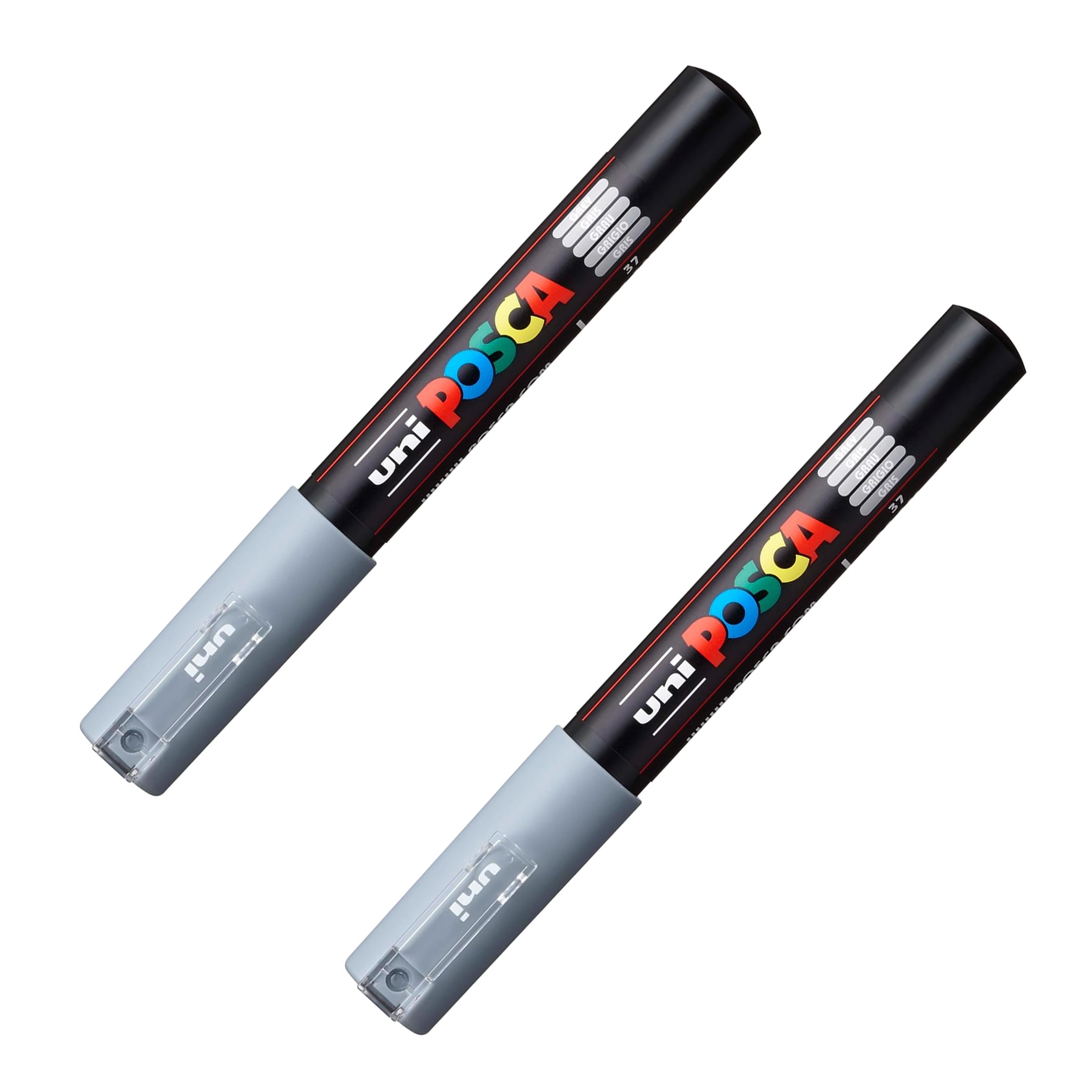 PoscaPC-1M Paint Marker Art Pens - 0.7mm Nib - Pack of 2 (Grey)