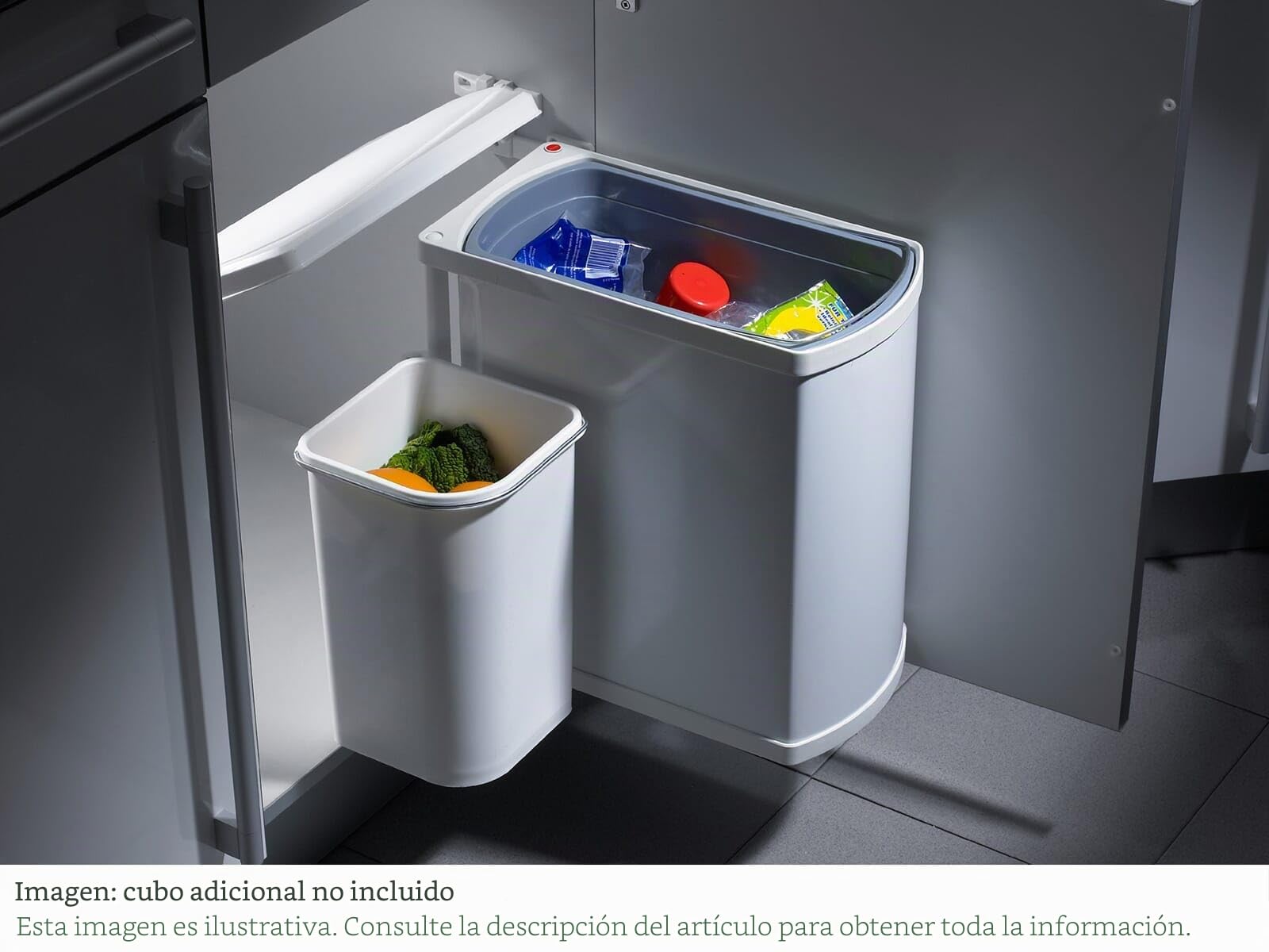 Hailo 3418001 Basura MF Swing, 45,1/18 W Uno 3418 – 00 – Cubo de Basura con Giro automático para el Montaje Armario Ancho, 18 L, 45 cm, Color Blanco | a partir de de ancho con puerta giratoria