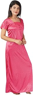 Noty ® Girl's/Women's- Nighty | Maxi | Gown- Satin Fabric- Printed, Lace Work on Neck Price In India