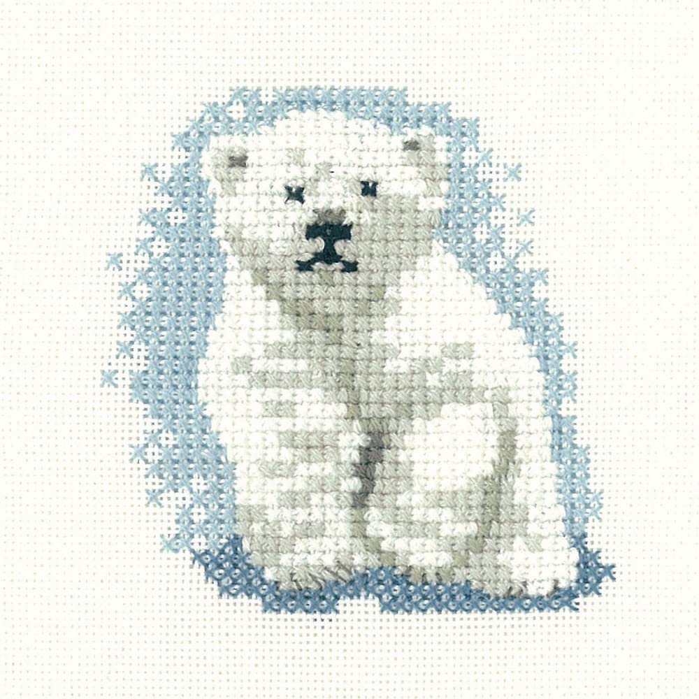 Heritage Crafts Cross Stitch kit - Polar Bear Cub - 14 Count Aida
