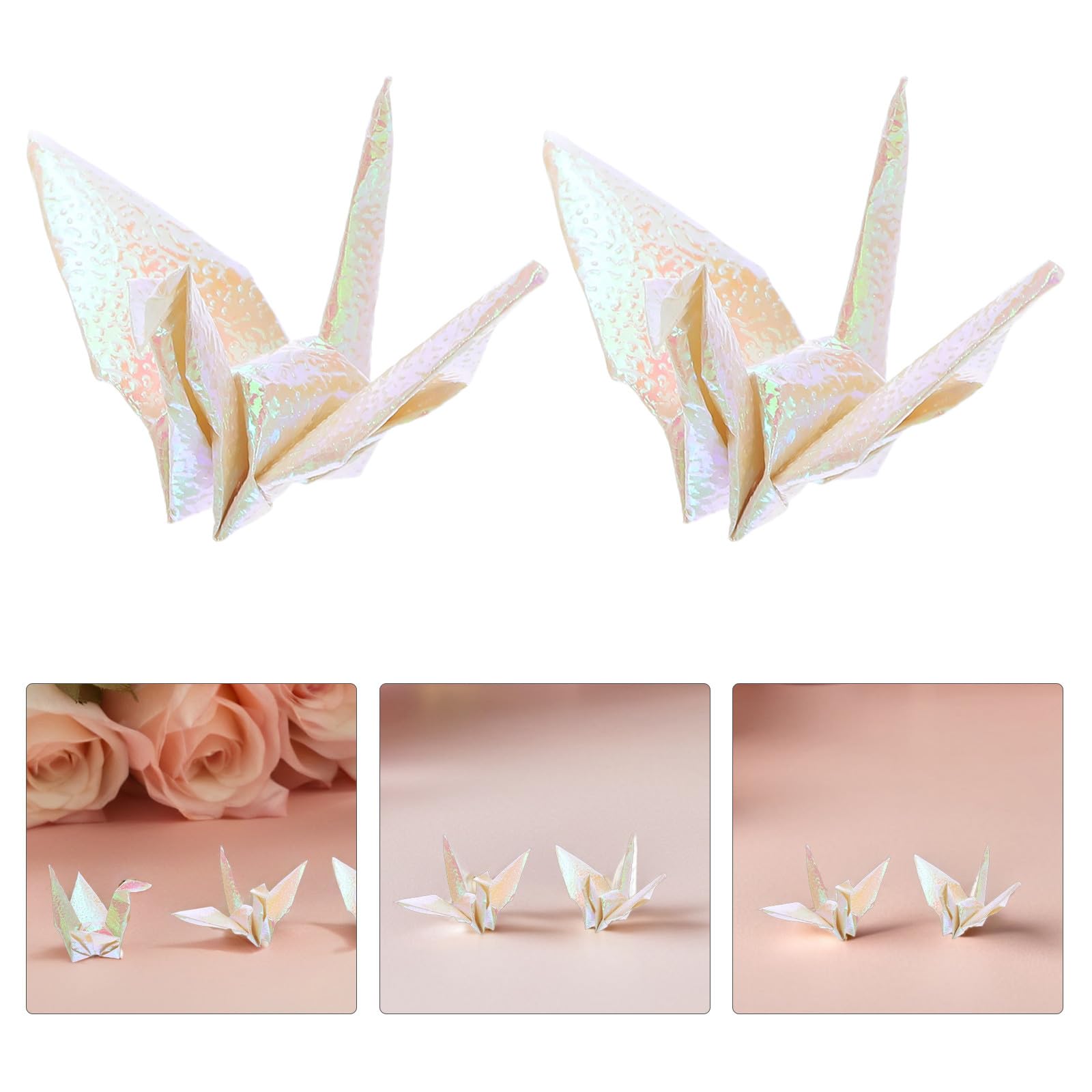 CLISPEED 100 Pezzi Gru Origami in Carta Bianco Perla, Pronte all'Uso e Piegate, Decorazioni Eleganti per Matrimonio e Shower