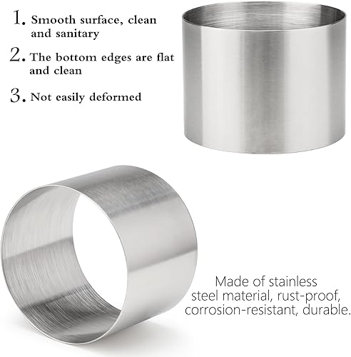 Miniatura 3 de Anillos de pastel para hornear de 3 pulgadas, 4 piezas redondas de acero inoxidable, molde para tartas, anillo de mousse, cortador de galletas,
