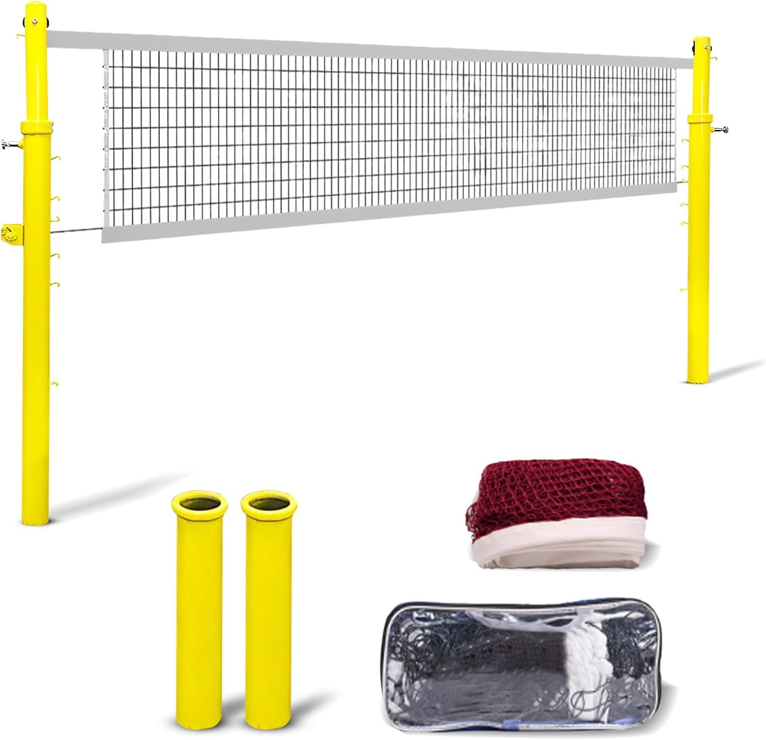 Set di Rete Regolabile E Portatile per Pallavolo E Badminton - Pali Resistenti per Giocare Sia Allinterno Che Allesterno, Perfetto per Sport in Giardino E Divertimento in Famiglia.