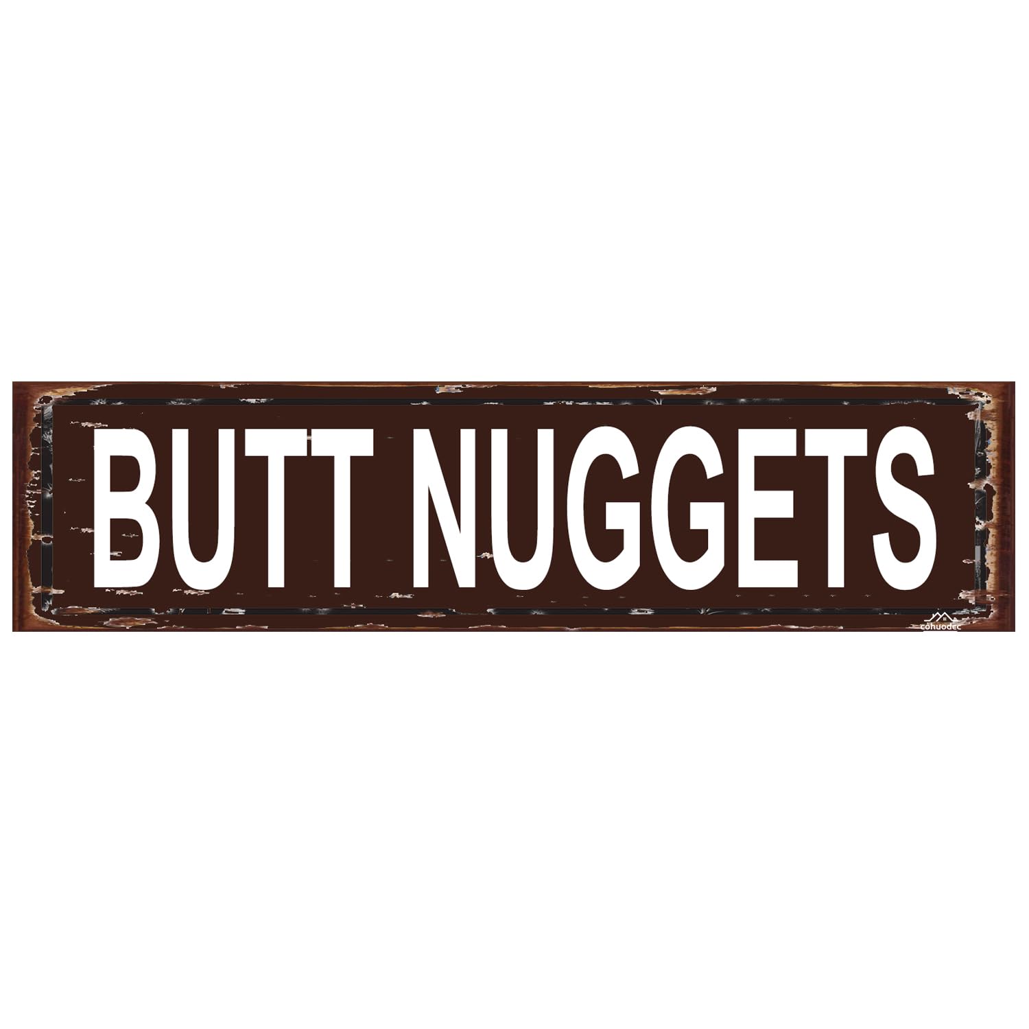 Butt Nuggets Chicken Coop Tin Sign Street Funny Metal Sign Wall Decor for Farmhouse Home Bar Garage Man Cave Wall Art Gift Brown 4x16 Inch