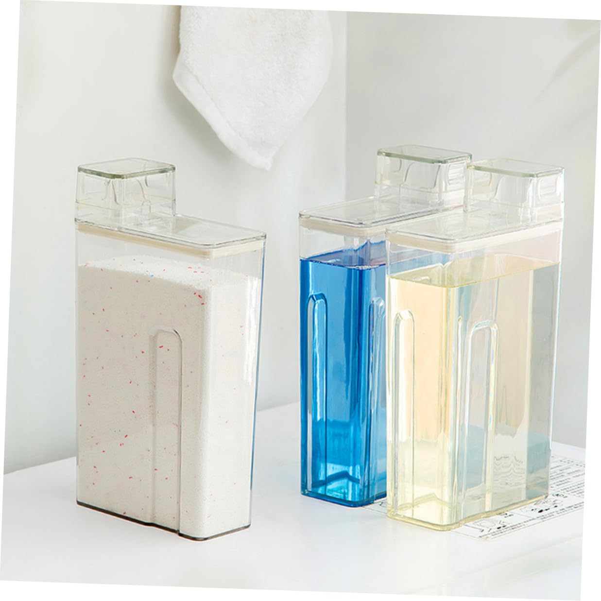 NUOBESTY Seguro Almacenamiento Material para Resistente y Pet Dosificador Detergente 2 Unidades Tapa Hermética Fugas Lavandería