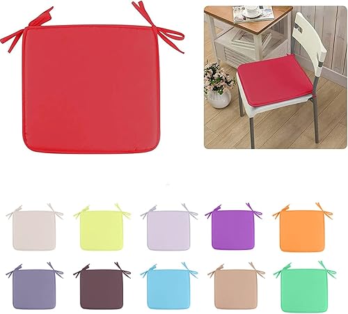 Cojín cuadrado para silla con lazos, suave y grueso, para silla de jardín, comedor, cocina, bistrós al aire libre, taburete, patio, habitación, 15 x