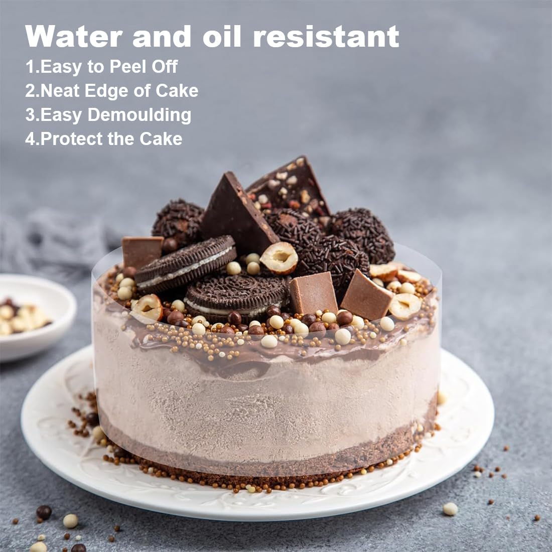 Tortenrandfolie, Transparant Acetaat Rol Verdikken, Hoogtransparant Taartfolie, Acetaat Folie Herbruikbaar voor Taart, Chocolade Taart, Mousse Dessertringen, 15cmx10m