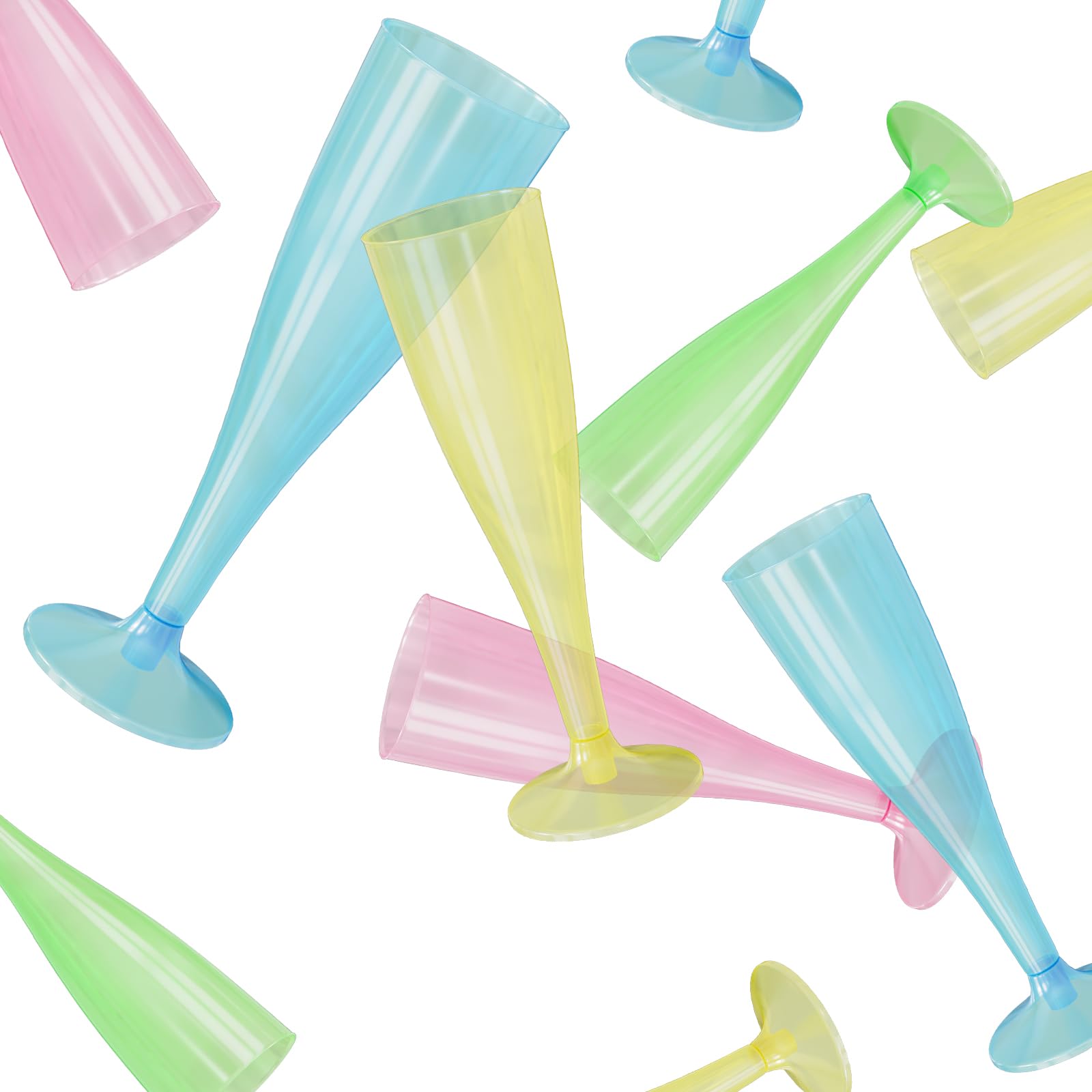 WELLGRO Kieliszki do szampana, zestaw 150 ml, tworzywo sztuczne, kolorowe, przezroczyste, nietłukące, nie zawierają BPA, wielokrotnego użytku, kieliszki do szampana, kieliszek do szampana, kieliszek