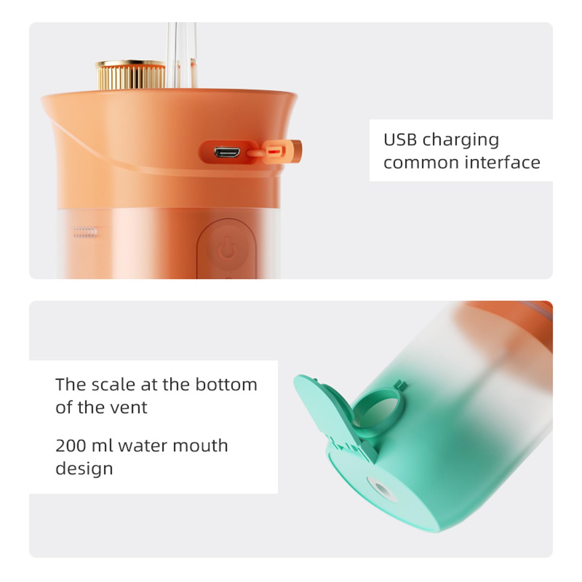 US1984 Smart Water Flosser with 200ml water tank capacity, Oral Flosser Portable & Rechargeable, Cordless Dental Flosser, IPX7 Waterproof, 4 Nozzles, 3 Modes, Flossing at Home and Travel 2