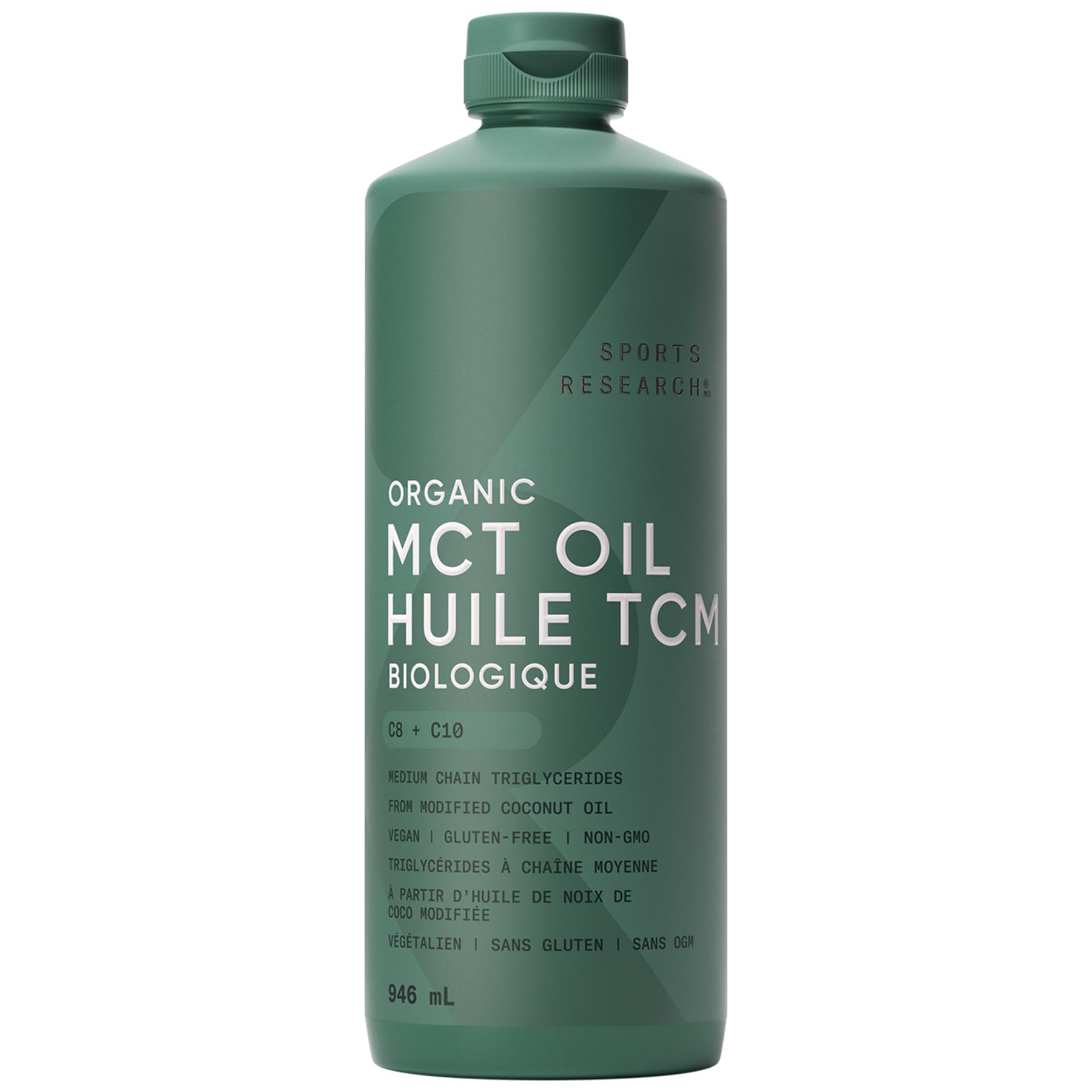 Sports Research Organic MCT Oil derived from Non-GMO Organic Coconuts | Great in Keto Coffee, Tea, Smoothies & Salad Dressings | Non-GMO Project Verified & Vegan Certified - Unflavored (32oz)