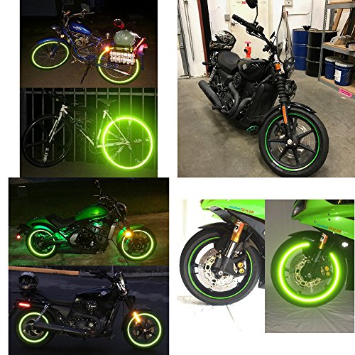 Image of customTAYLOR33 Special Edition Lime Green High Intensity Grade Reflective Copyrighted Safety Rim Tapes, 12 inch /13 inch (Combination Rim Size)