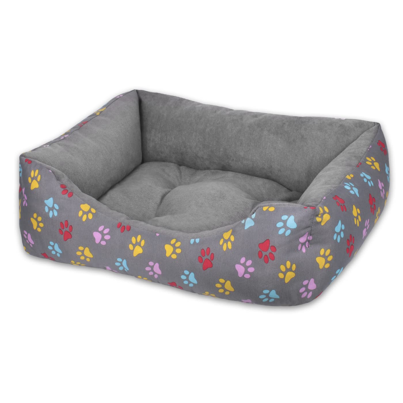 MERCURY TEXTIL- Sofá, Cesta,Cama Comoda para Perros,Gatos y Mascotas, con Relleno de Fibras Super Suave,Resistente al Desgaste y Duradero (Grande, Huellas Mascotas)