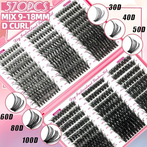 QUKLOGEN Kit d'Extension Cils D Curl et Cils Inférieurs, Lash Bond et Seal, Dissolvant, Brosse Réutilisable, Pinces et Mini Applicateur – vue 2