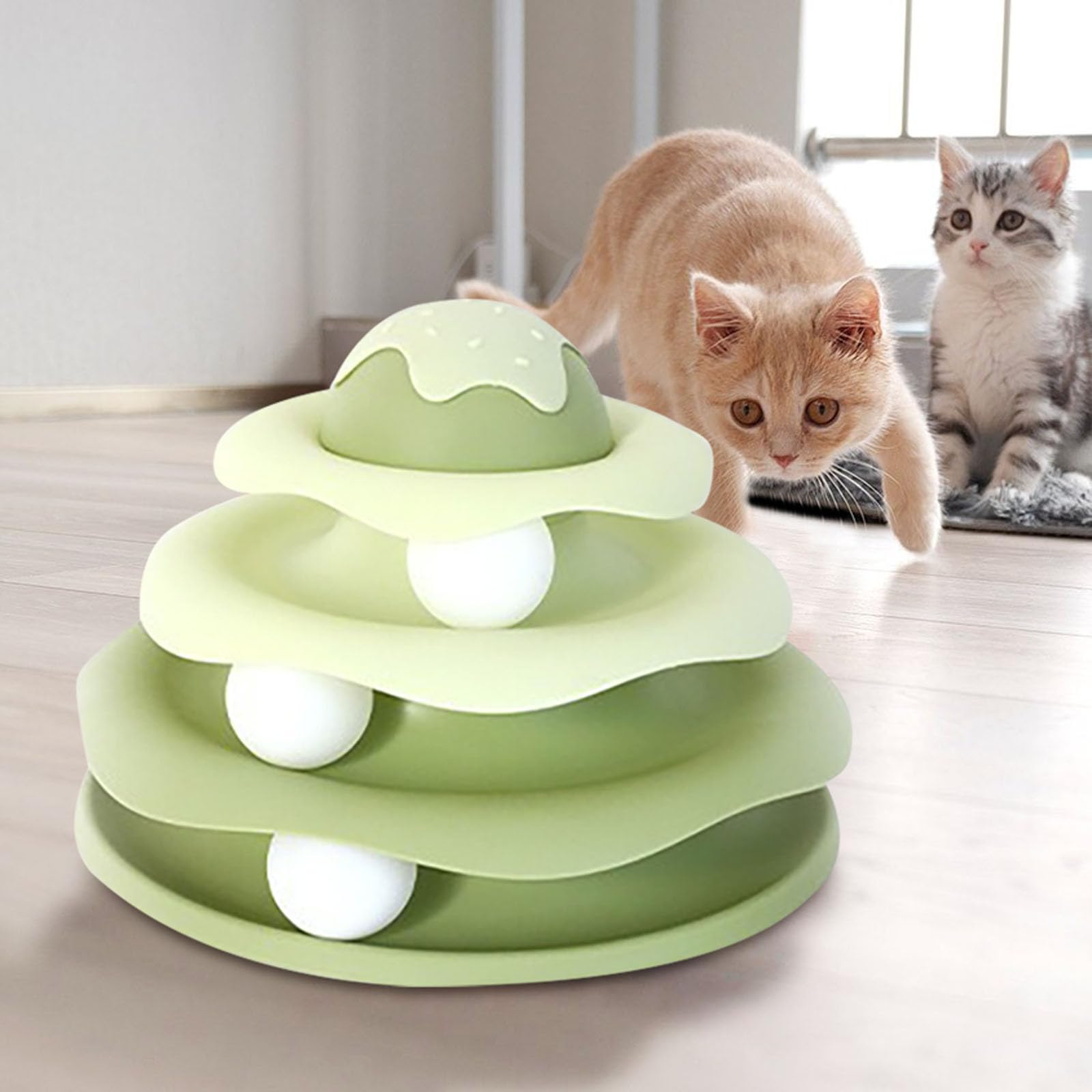 Giocattolo per gatti, torre a 3 livelli per gatti e gattini, puzzle interattivo con base antiscivolo per una stimolazione mentale sicura e set di esercizi
