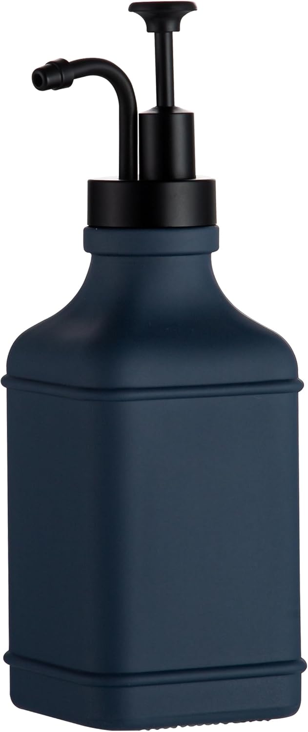 Enra Glass Soap Dispenser,17oz Glue Bathroom Soap Dispenser,Modern Hand Liquid Soap Dispensers with Stainless Steel Pump for Bathroom,Kitchen (Blue)