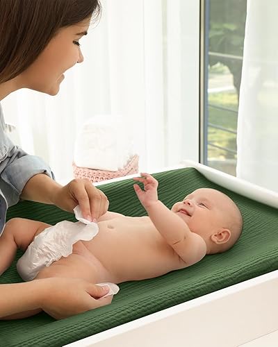 Miniatura 6 de Blissful Diary Funda para cambiador de muselina para niñas y niños, algodón ultrasuave y transpirable, fundas para cambiar pañales de bebé, paquete