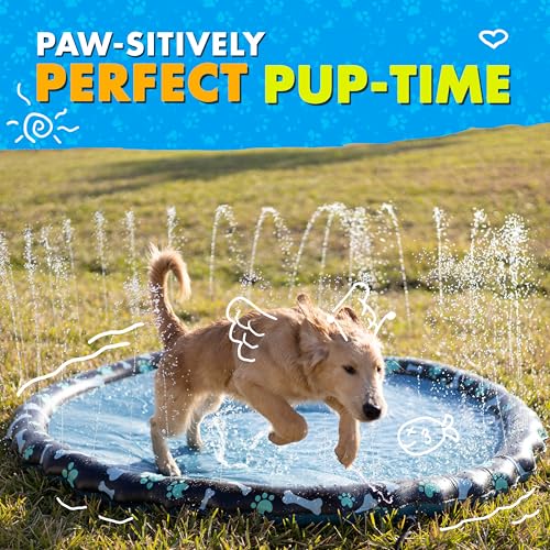 Image of SplashEZ Non Slip Splash Pad for Kids & Dogs, 89'' Extra Large Splash Pad Sprinkler for Kids, Dog Water Summer Toys - Great Outdoor Toys for Toddlers 1-3 & Children Ages 4-8, Baby Pool for Backyard