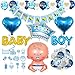 Produktbild AiYoYo 40 Teile Babyparty Deko Junge Set Baby Shower für Jungs Baby Shower Dekoration Girlande - It's A Boy Girlande, Luftballons, , Fotobox,Geschenk - Blau