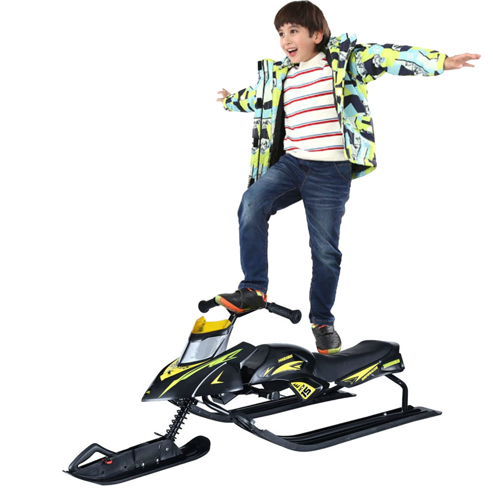 Snow Racer Sled Steering Ski Sled Slider W Steel Frame