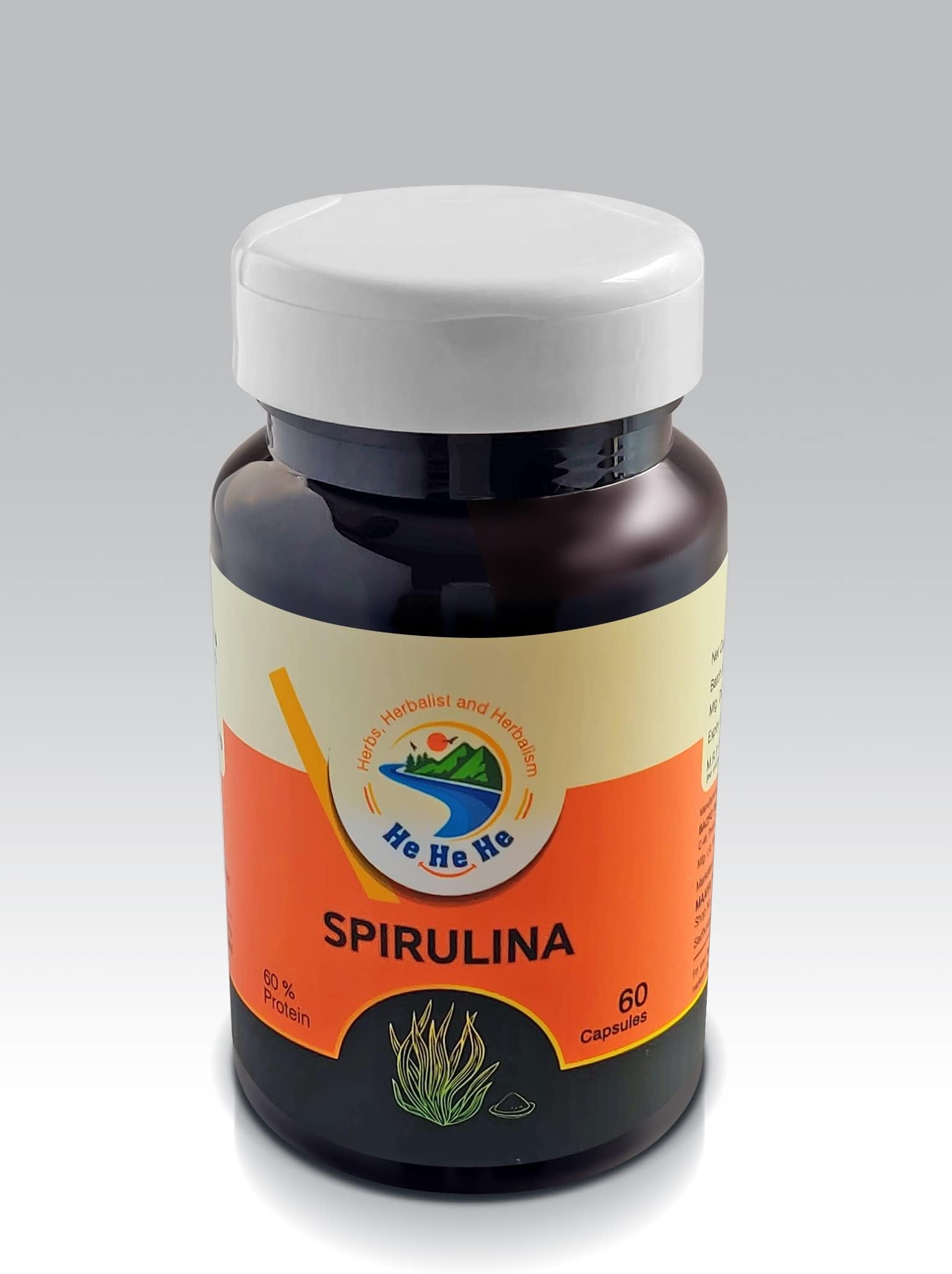 Spirulina Capsules - 60 Capsules, 60% Protein Content, Plant-Based Protein Powder for Good Health, Daily Greens, Immune Support, and Nutrient-Rich Diet | Superfood Supplement