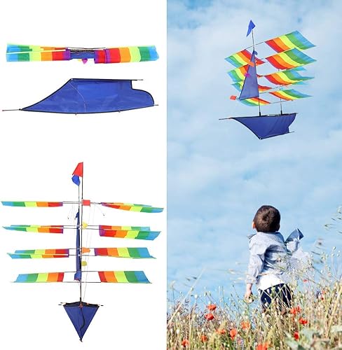 Miniatura 8 de Cometa de velero 3D enorme arcoíris - Fácil de volar, edades 4-8 y adultos