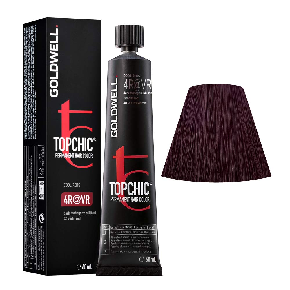 Goldwell Topchic Permanent Hair Colour, 4Ravr Dark Mahogany Brilliant Elumenated Violet Red, 60 Ml