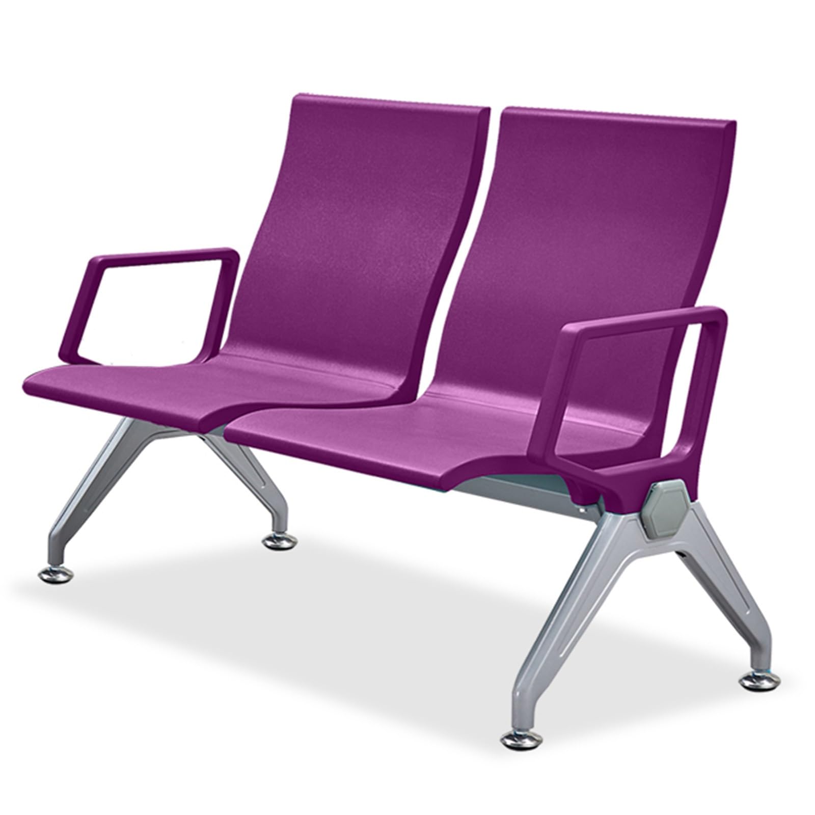SnamicE Waiting Room Chairs,Green Waiting Room Chairs - 2 Seat Polyurethane Lobby Bench with Arms for Office, Airport, Bank, Barbershop - Comfortable & Stylish,Purple