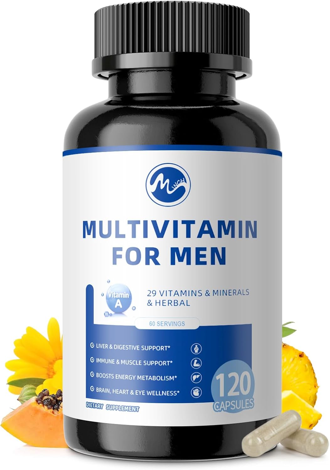 Multivitamin for Men – Daily Mens Multivitamins with Vitamin D, Zinc, Methylcobalamin B12, Folic Acid, Lycopene and Prebiotics for Men’s Wellness, Immune Support, Energy and Vitality, 120 Capsules Multivitamin for Men – Daily Mens Multivitamins with Vitamin D, Zinc, Methylcobalamin B12, Folic Acid, Lycopene and Prebiotics for Men’s Wellness, Immune Support, Energy and Vitality, 120 Capsules