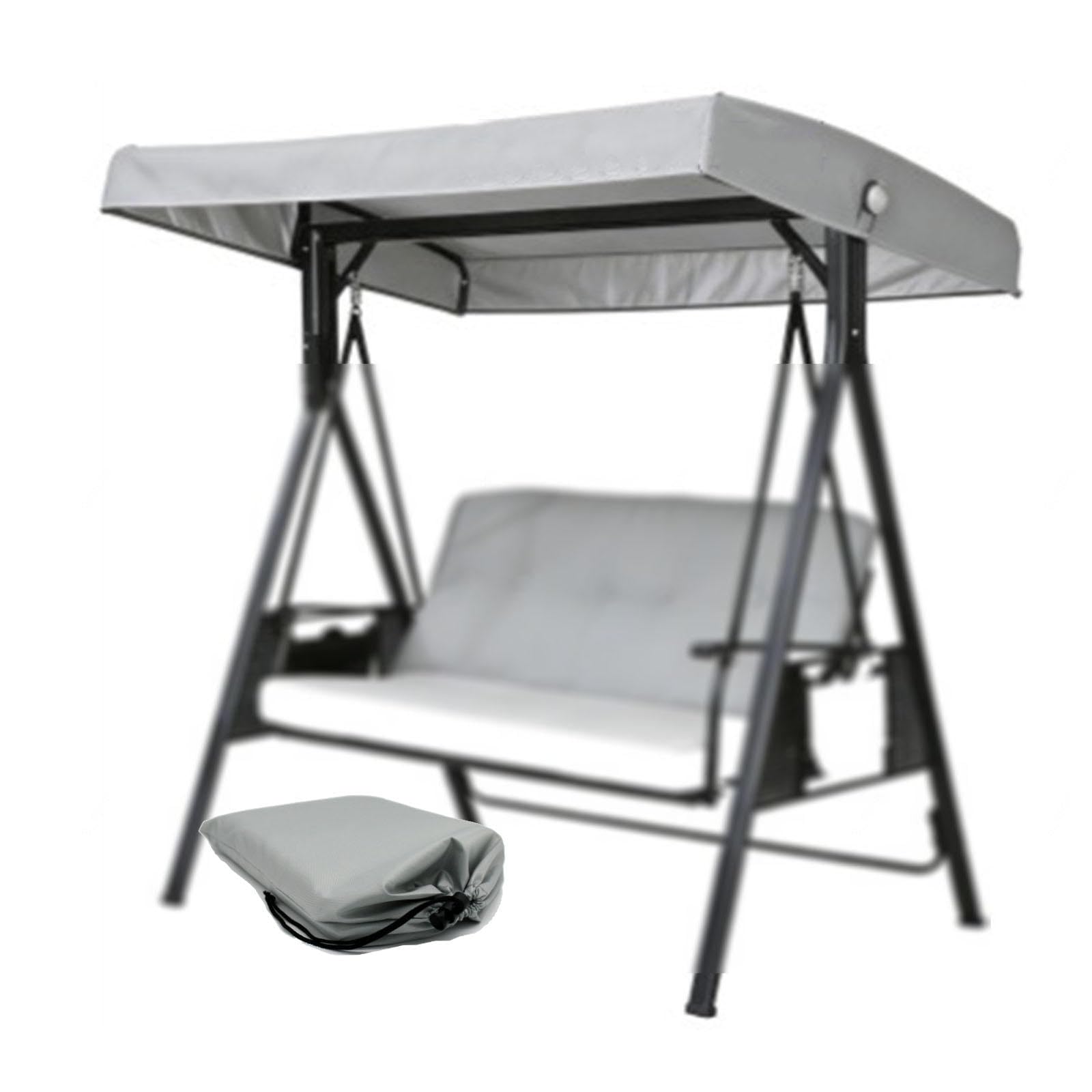 Lhcxkjgs Lightgray 210D Coated Oxford Fabric Porch Swing Canopy 75 X 47 X 7.8 In Waterproof, Uv-Resistant Porch Swing Canopy Replacement For Lawn Garden,
