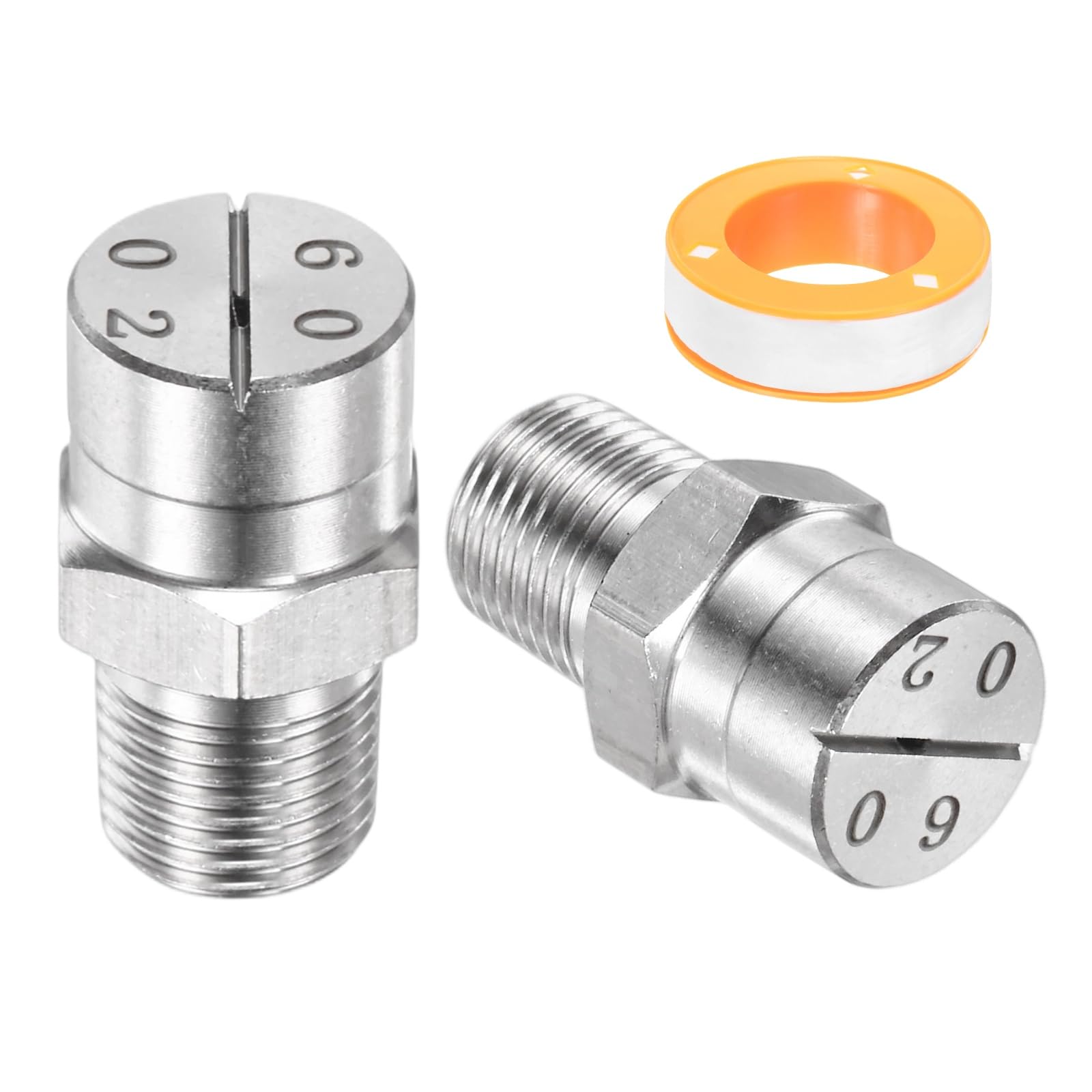 TIXIPEM 1/8" BSP Male 60 Degree Flat Fan Spray Tip [3PCS] - Pressure Washer Nozzles Cleaner Nozzle with Sealing Tape Used for Water Guns - [Stainless Steel-0.91MM Orifice]